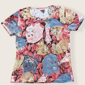 Vintage 1970s Jungle Cat crop top tee shirt in size xs